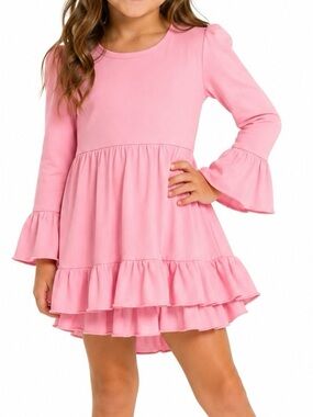Sayoo Girls Pink Ruffle Dress Size 110 Long Sleeve Party Easter Dress
